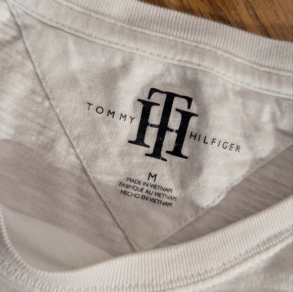 Tommy Hilfiger White and Blue Striped Short Sleeve Tee - Picture 4 of 4